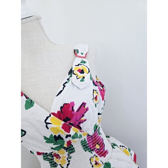 Choon California Cotton Vintage Floral Sleeveless Tiered White Pink Dress 6 XS S - Picture 3 of 14